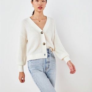 Baby Alpaca-Wool Cropped Cardigan Quince Ivory